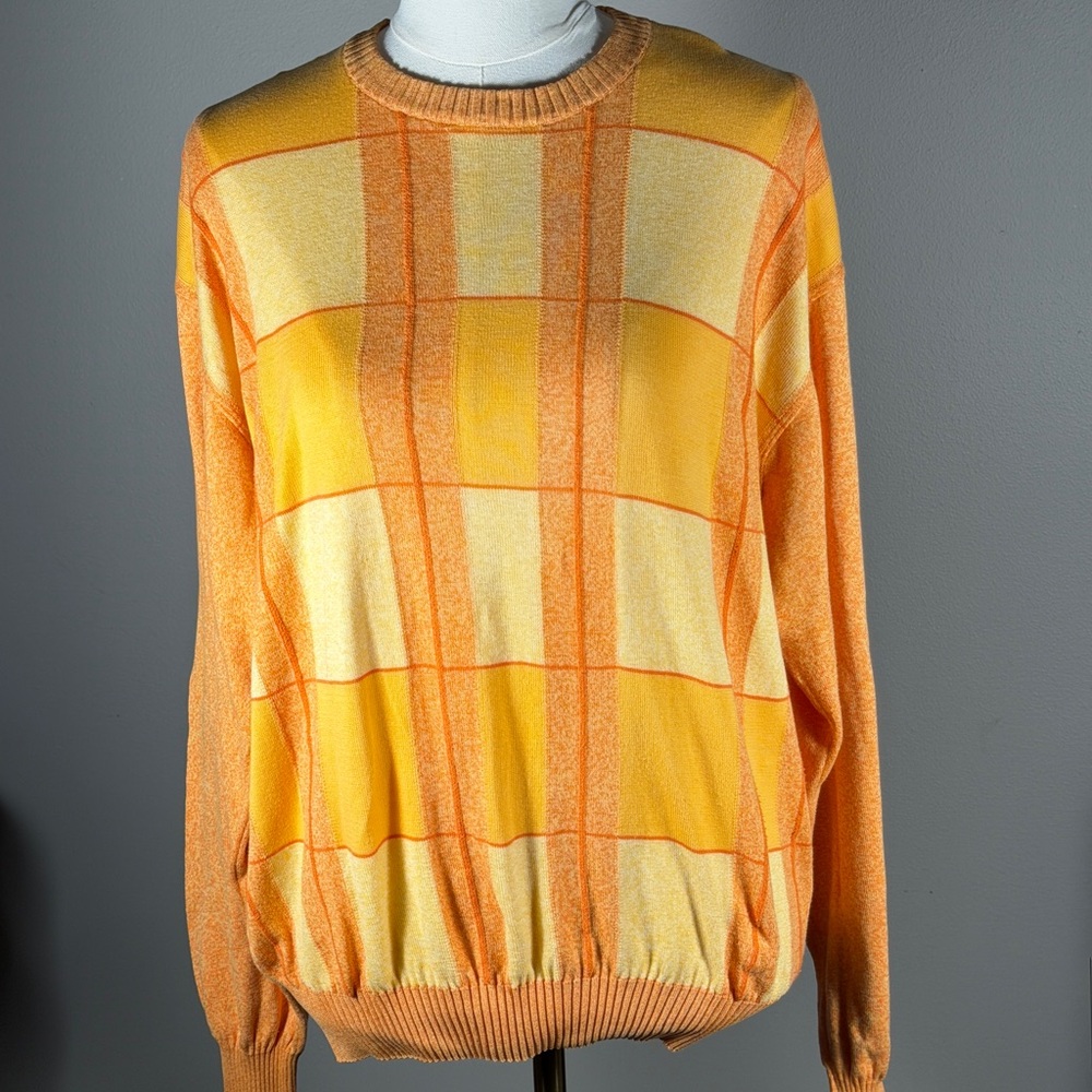 Vintage Dalmine Made in Italy Cotton Plaid Sweater 52